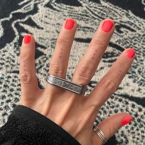 silver double finger ring